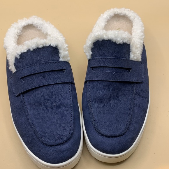 Vionic Uptown Mule Women's Faux Fur Navy Blue Slip On Shoes Casual Cozy - Size 9 - Picture 2 of 7